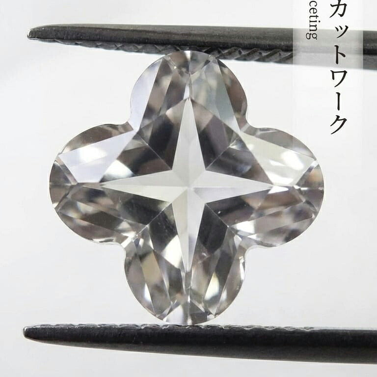 水晶 四つ葉 上穴あり 10mm 6粒セット|K0093