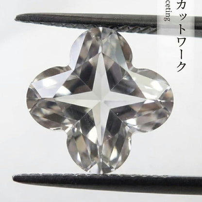 水晶 四つ葉 上穴あり 10mm 6粒セット|K0093