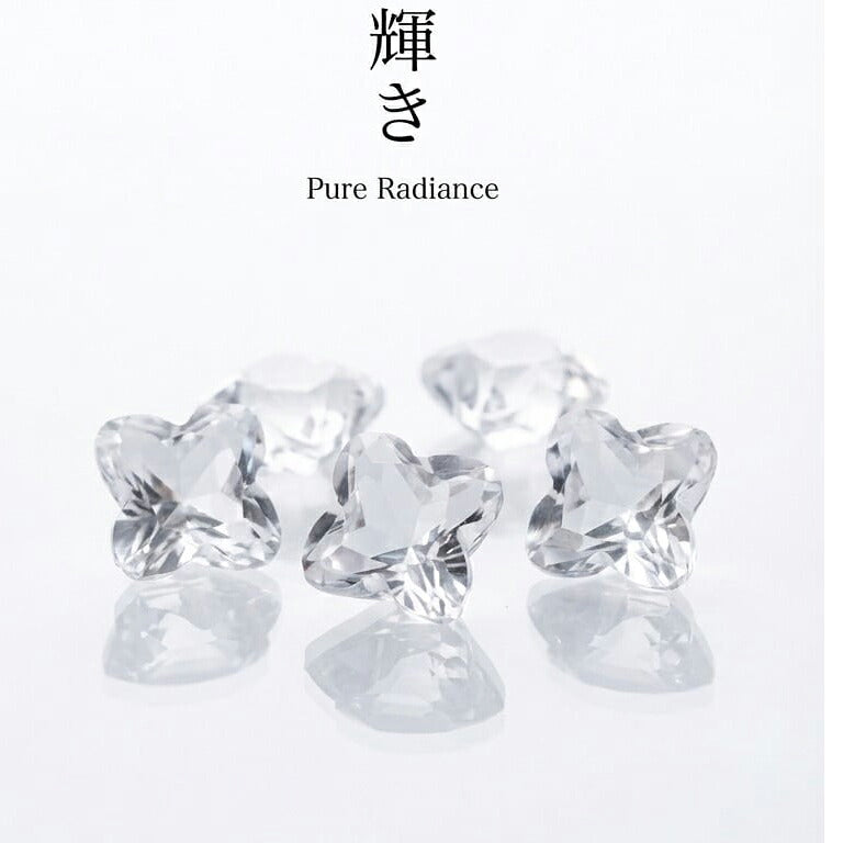 水晶 四つ葉 上穴あり 10mm 6粒セット|K0093