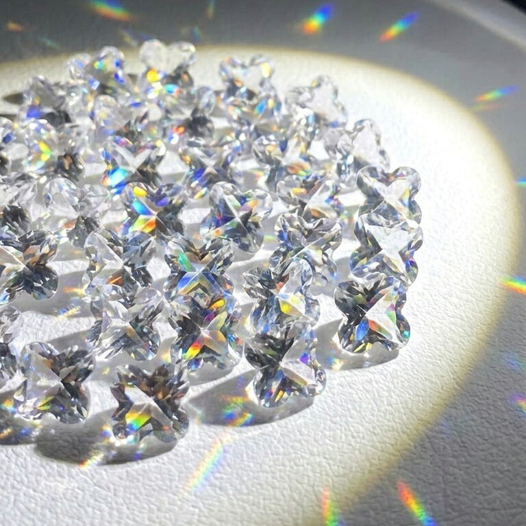 水晶 四つ葉 上穴あり 10mm 6粒セット|K0093