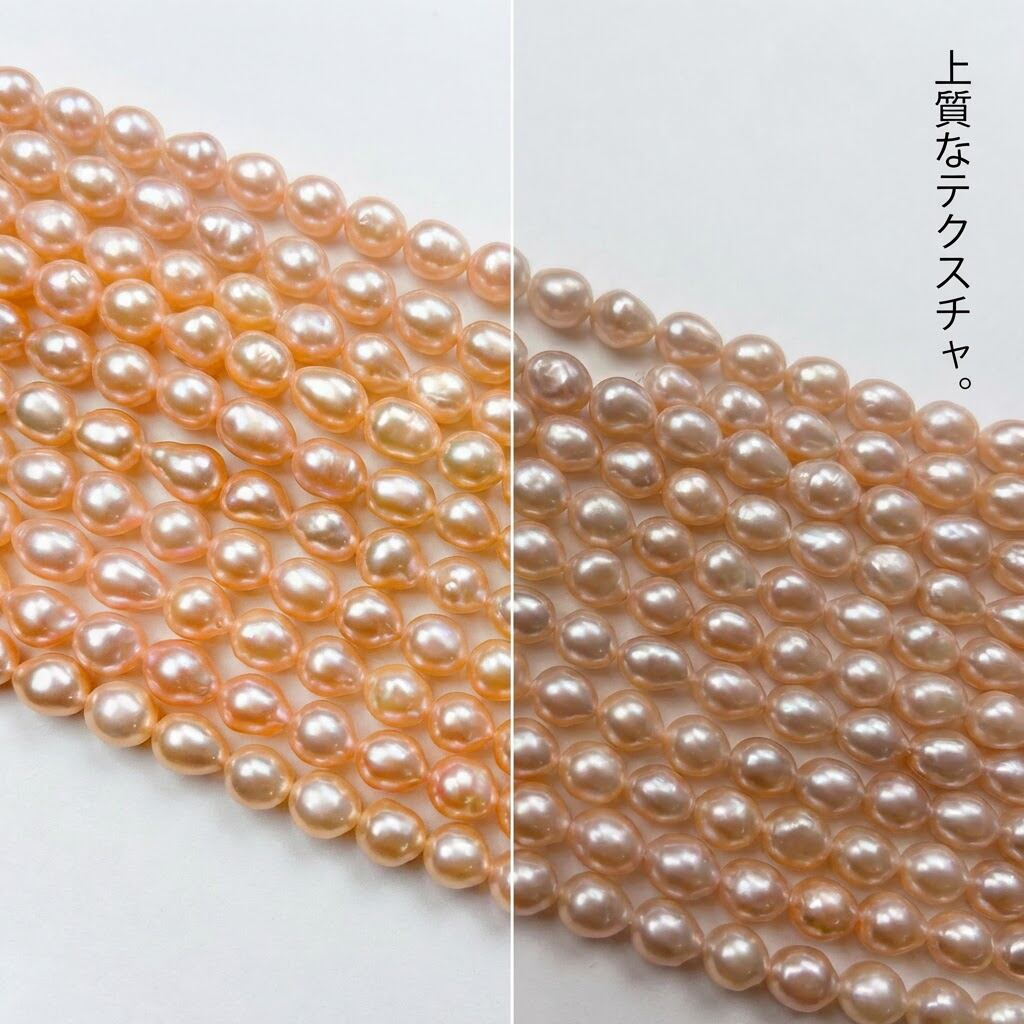 【鮮やかオレンジ】個性を放つバロックパール!存在感抜群6.5mmサイズの淡水パール(約39cm)| P0007