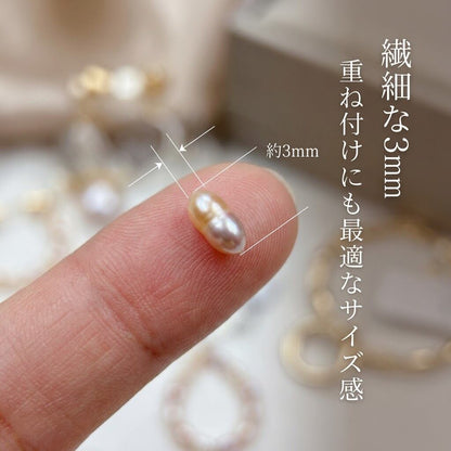 【華やかマルチカラー】約3mmの粒が連なる、使いやすい約39cmライスパール(淡水パール)| P0012