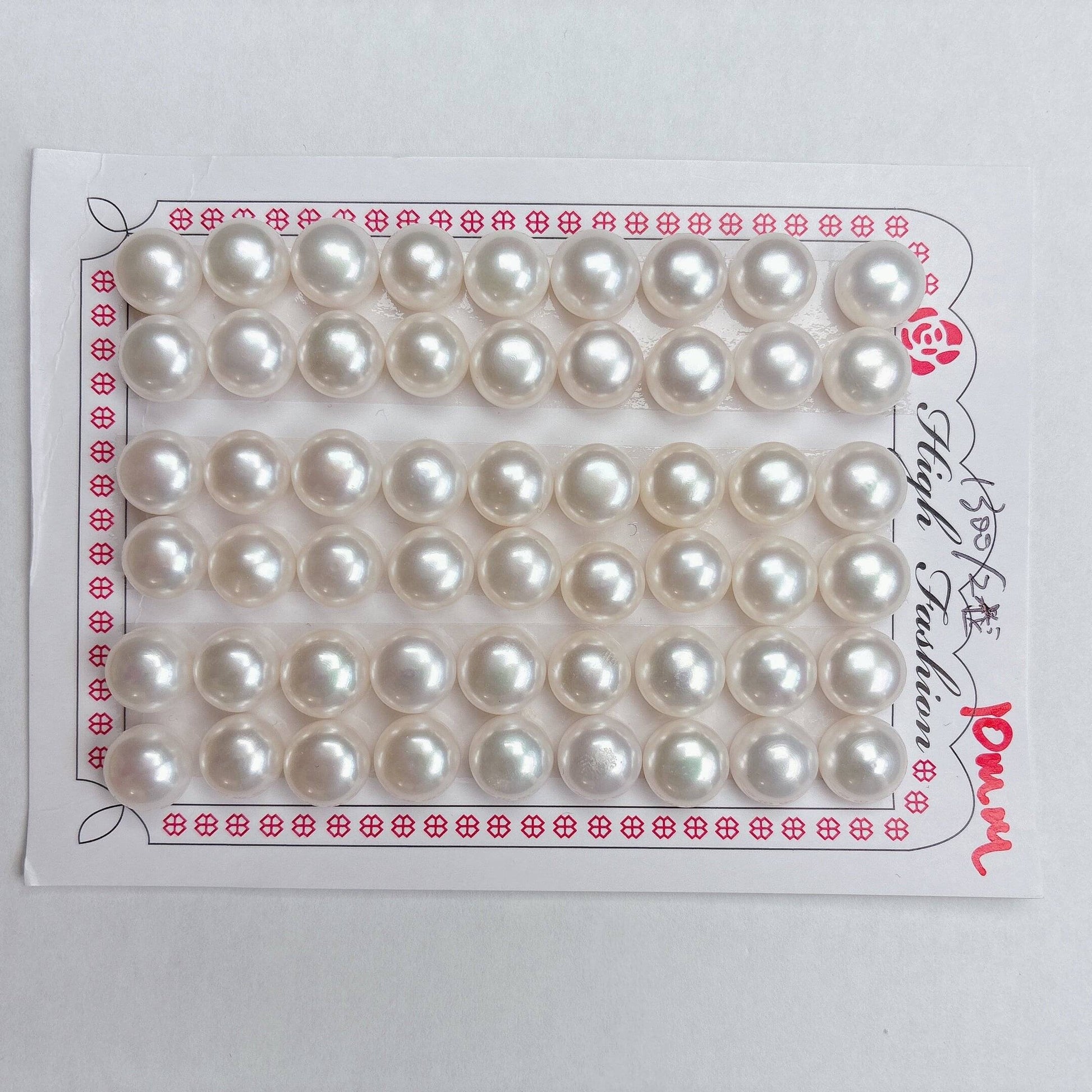 【大粒10mm】贅沢な輝き!無核コインパール(白/片穴・2粒セット)でハンドメイドを格上げ| P0016