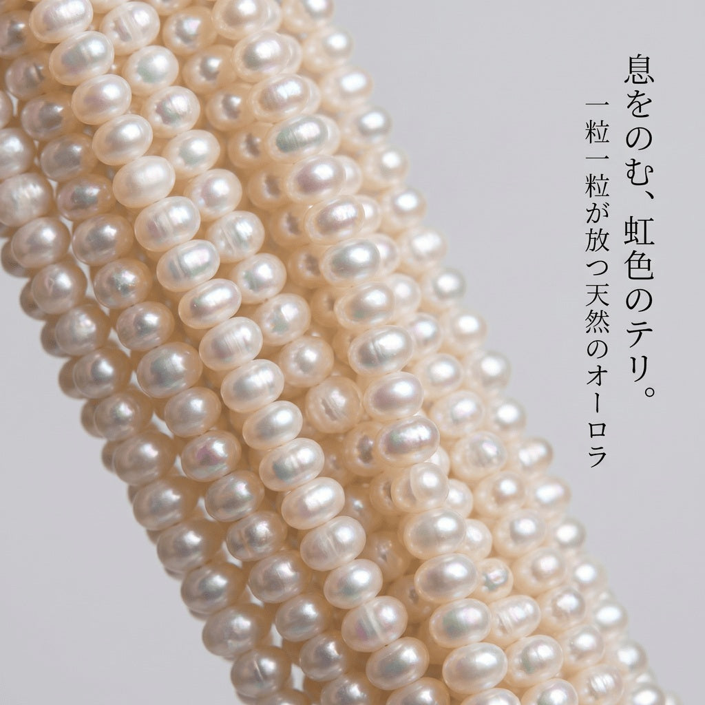 【王道の白】3-3.5mmの小粒が可愛らしい!万能なポテト型白淡水パール(39cm) | P0057