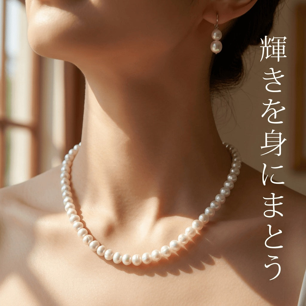 【艶めくナチュラル】上品な白の光沢が美しい!使い勝手抜群のポテト型淡水パール(5x5.5mm/39cm) | P0065