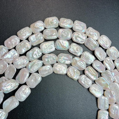 【大粒スクエアの贅沢】18x14mmの圧倒的存在感!気品あふれる白淡水パール(40cm) | P0071