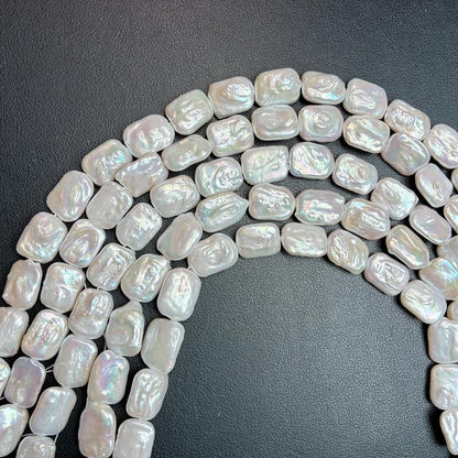 【大粒スクエアの贅沢】18x14mmの圧倒的存在感!気品あふれる白淡水パール(40cm) | P0071